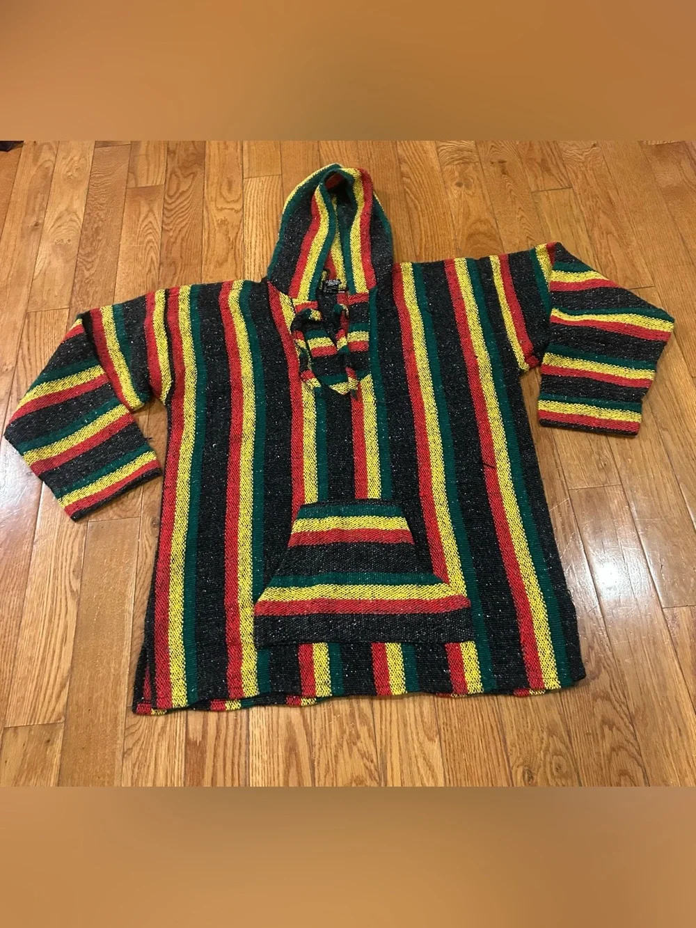 Yarima Baja Hoodie XL Rasta Stripe Pullover Eco-Friendly Recycled Cotton